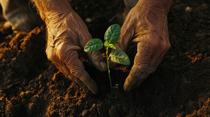 Hands Planting Seedling.