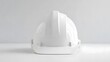 © F - Isolated white construction helmet in a mockup style, front-facing and centered against a clean white background. Ideal for projects focused on safety, construction, and industrial design