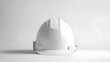 © F - Isolated white construction helmet in a mockup style, front-facing and centered against a clean white background. Ideal for projects focused on safety, construction, and industrial design