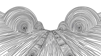Wall Mural - Black and White Abstract Line Patterns on white and transparent background. PNG