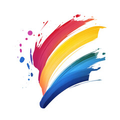 Wall Mural - Colorful Brush Stroke Abstract Design on white and transparent background. PNG