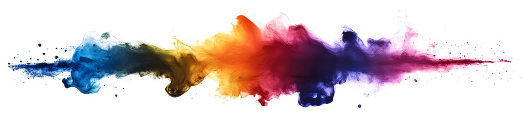 Wall Mural - Vibrant Watercolor Brush Stroke with Multicolor Gradient on white and transparent background. PNG