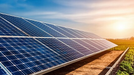 Harnessing the power of the sun a glimpse into sustainable energy solutions with solar panels under a beautiful sky