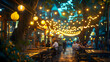 © safu designe - Bokeh background Street Bar beer restaurant, outdoor in asia, People sit chill out and hang out dinner and listen to music together in Avenue, Happy life ,work hard play hard