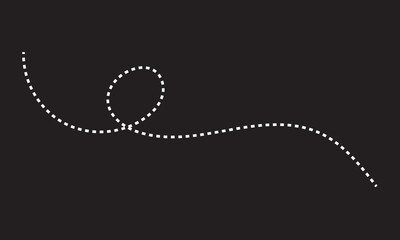 Wall Mural - hand drawn dotted curved line shape. curved line icon collection. isolated on black background. vect