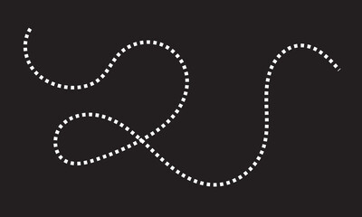 Wall Mural - hand drawn dotted curved line shape. curved line icon collection. isolated on black background. vect