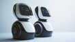© Napasnan - Friendly-looking AI robots with display screens and sleek bodies on a white background
