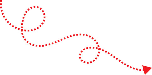 Wall Mural - squiggle line dashed arrow. dash curved vector editable stroke arrow. isolated on white background. 