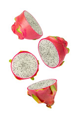 Wall Mural - Falling Dragon fruit, Pitaya cutout, full depth of field.