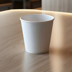 white cartoon coffee cup on table