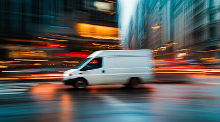 Delivery truck with blank white board for mockup