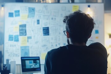 Wall Mural - digital marketing team collaborates on innovative campaign ideas using a whiteboard of concepts