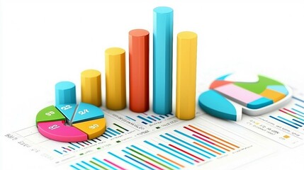 Wall Mural - Colorful Marketing Analytics and Graphical Data Visualization