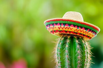 Cactus dressed in a colorful sombrero for a festive cinco de mayo celebration scene