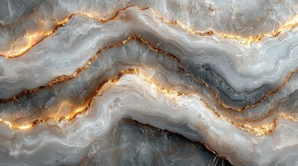 Wall Mural - Abstract Marble Texture with Golden Veins and Glowing Edges