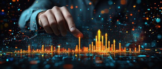 Aufkleber - Hand Interacting with Digital Financial Data and Charts