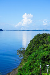 秋の朝　晴れ渡った浜名湖サービスエリア（静岡県浜松市）