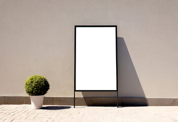 Mockup image of Blank billboard white screen posters and led in for advertising. Outdoor Poster frame Mockup. White billboard mockup on street. Empty mockup Lightbox for information.
