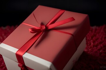 ia generated. red gift box with ribbon