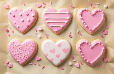 heart shaped cookies with sprinkles