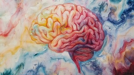 Aufkleber - Colorful Artistic Illustration of a Human Brain