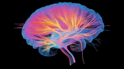 Poster - Colorful Brain Neural Pathways Illustration