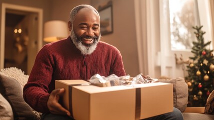 Surprise and delight fill the air as he opens his delivery.