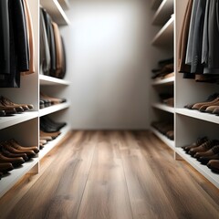 Stylish shoe and clothing storage in a modern closet