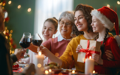 Wall Mural - family celebrating Christmas