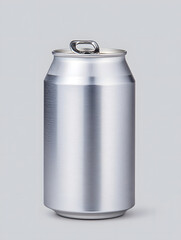 Silver metallic soda can mock up, isolated on white background