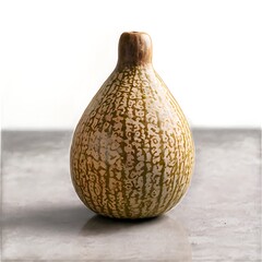 Wall Mural - A small, pear-shaped ceramic vase with a textured, green and brown glaze.