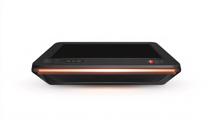 Sleek front view of a scanner device featuring illuminated buttons and a display screen, illustrated as a on a white background.