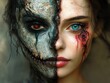 © garpinina - Innocence versus evil depicted by two halves of face