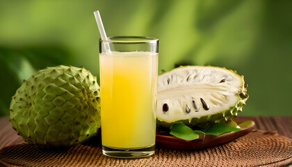 Wall Mural - Soursop Juice- Highlight the unique flavor of soursop in a refreshing juice.