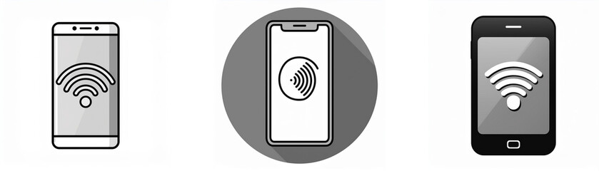 Aufkleber - Three smartphones with various shades of gray show a wifi signal on the screen.