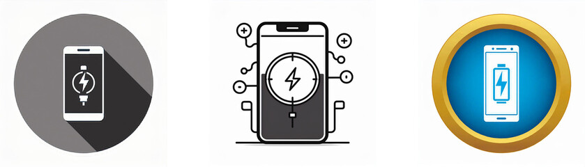 Poster - Three icons depicting a smartphone charging.