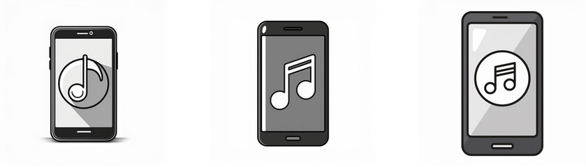 Poster - Three smartphones display music notes.