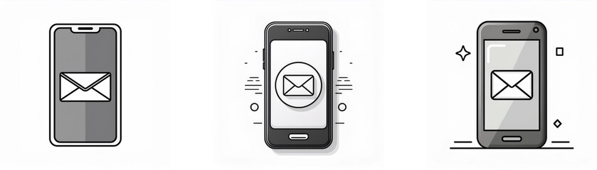 Aufkleber - Three grey mobile phone icons, each displaying an envelope icon.