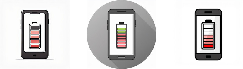 Poster - Three smartphone icons with different battery levels.