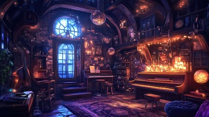 lofi magic fantasy world interior