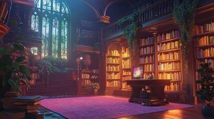 lofi magic fantasy world interior