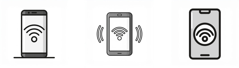 Fototapete - Three smartphones with a wifi symbol on the screen.