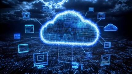 Wall Mural - cloud technology network connections in digital space