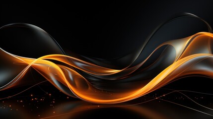 Wall Mural - Abstract flowing lines in orange and black create a dynamic visual effect.