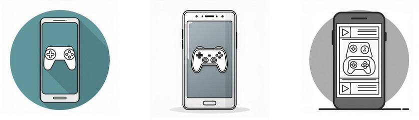 Poster - Three smartphones with a game controller on the screen.