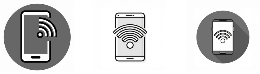 Poster - Three icons depict a smartphone with a wireless connection.