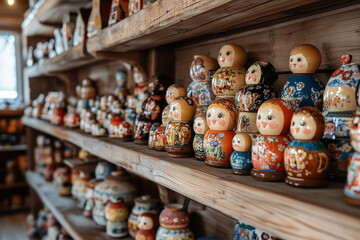 Russian wooden dolls. Babushka dolls.