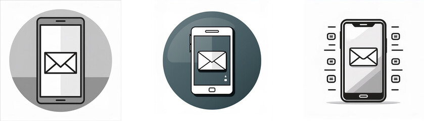 Aufkleber - Three different representations of a smartphone with a notification indicating an email received.