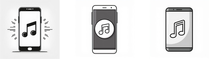 Poster - Three smartphone icons with music notes displayed on the screens.