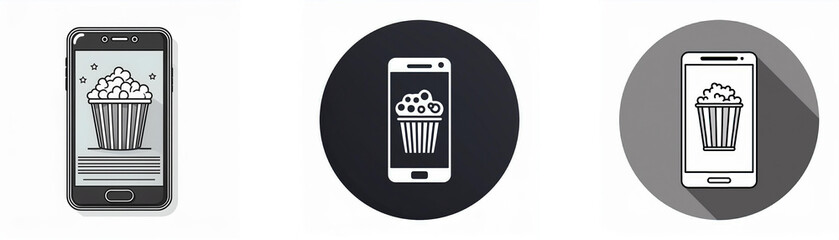 Aufkleber - A smartphone with a popcorn bucket displayed on the screen.